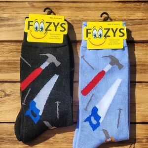 NWT Foozy's Men's Tool-Themed Socks - Black and Light Blue